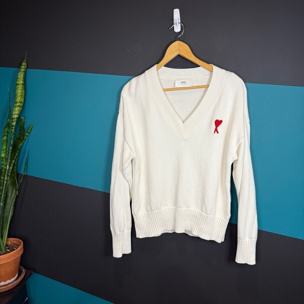 Ami Cream Knit Cotton Wool blend Sweater